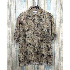 Untied Mens Shirt Medium M Abstract Batik Floral Print Casual Button Down 23"